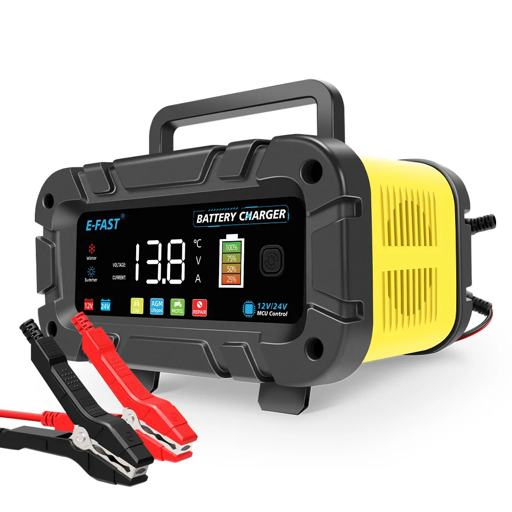 20A Car Motorcycle Battery Charger 12V 24V Fully Automatic Auto Battery Charging Power Pulse Repairing Tool LCD Digital Display