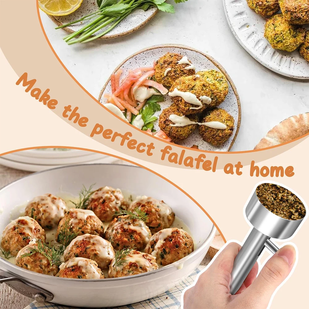 D9 Falafel Scoop Maker Stainless Steel Falafel Press Mold Meatball Press Kitchen Tool Items Gadgets For Uniform Veggie Patties