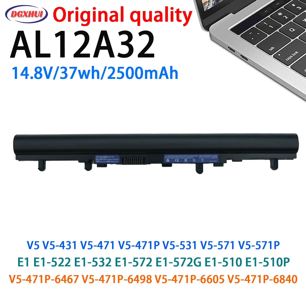 New For Acer AL12A32 2500mah Battery for Acer Aspire S3-471 V5-531 V5-531P  V5-571 V5-571P V5-561-9410  V5-561P-6675