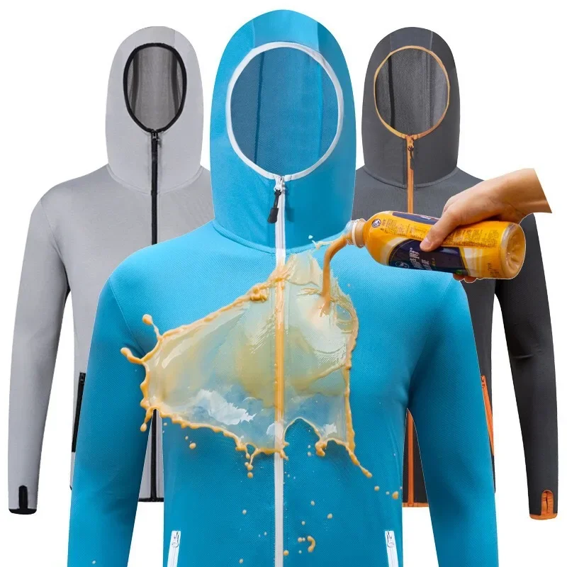 Outdoor Fishing Hiking Camping Tracksuits Coat Men Waterproof Hiking Jackets Hydrophobic Clothing Quick Dry Anti-UV Skin Coat