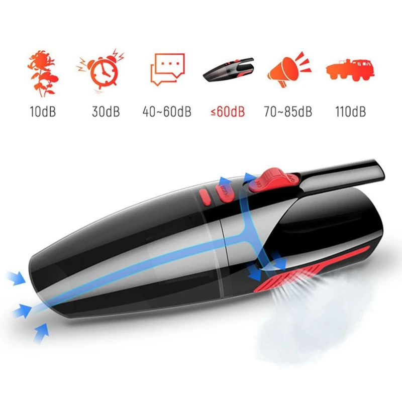 120W Portable Wireless Handheld Wet/Dry Car Vacuum Cleaner 6500Pa Super Suction For Car Home - Black Wired