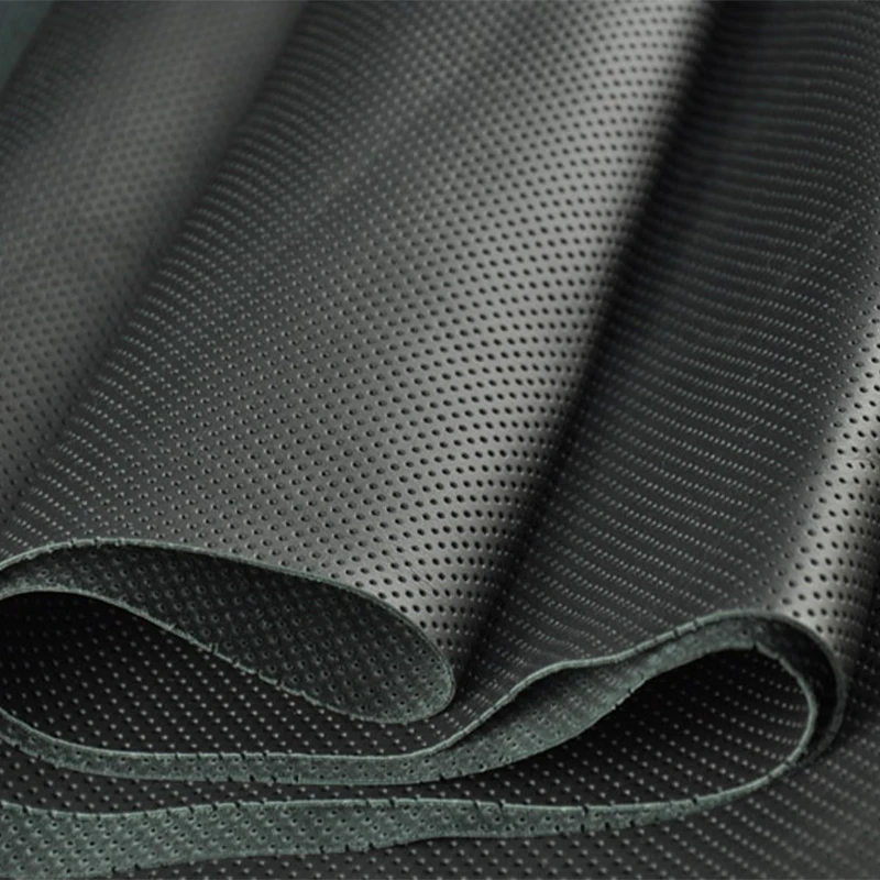 Black Tooling Perforated Genuine Leather Sheet Cowhide Leather for DIY Tooling Sewing Crafting Leather for Steering Wheel Gloves