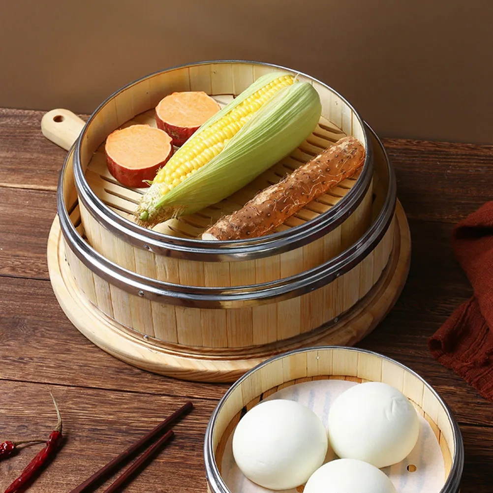 

Bamboo Steamer Basket for Dim Sum Dumplings Buns Fish Rice Snacks Vegetable Cooking Tool Cypress Wood Kitchen Utensil
