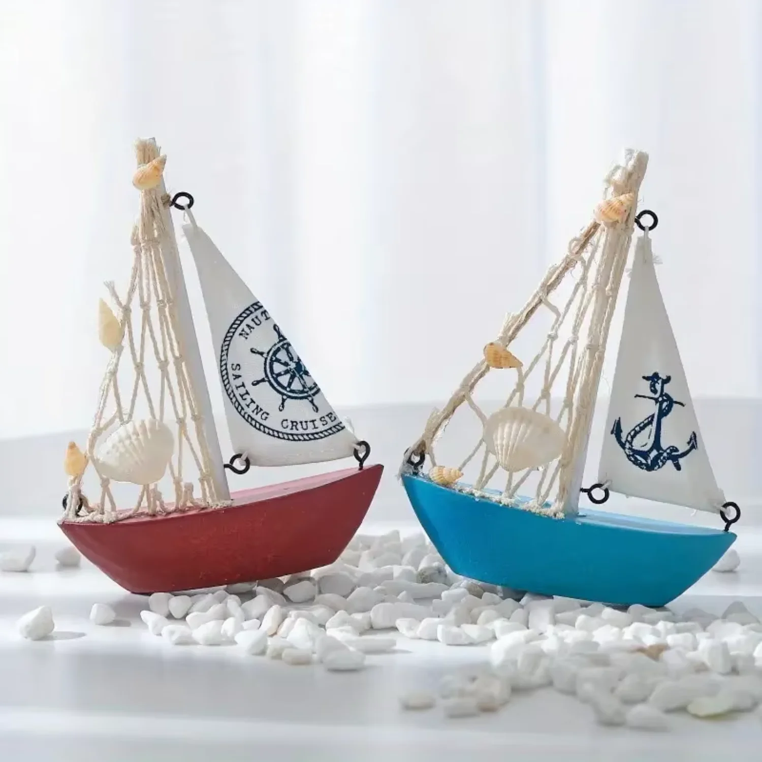 Mediterranean style wooden canvas boat model decoration crafts photo props decoracion habitacion decoraciones denavidad