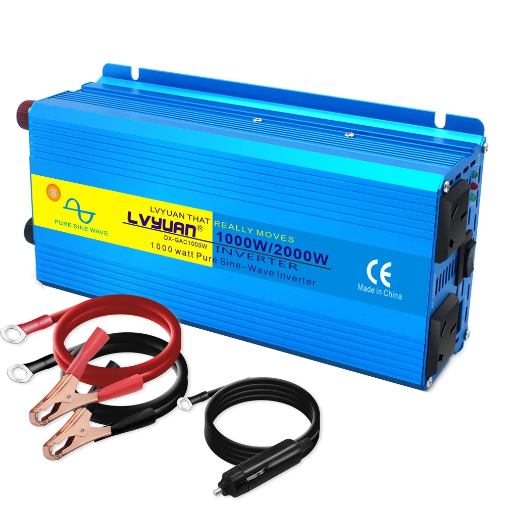 2000w Pure Sine Wave Inverter 12v to 120v Dual USB Customized Plug 3.1A Two USB Inverter Single Phase Converter 60Hz to 50Hz 2Kw