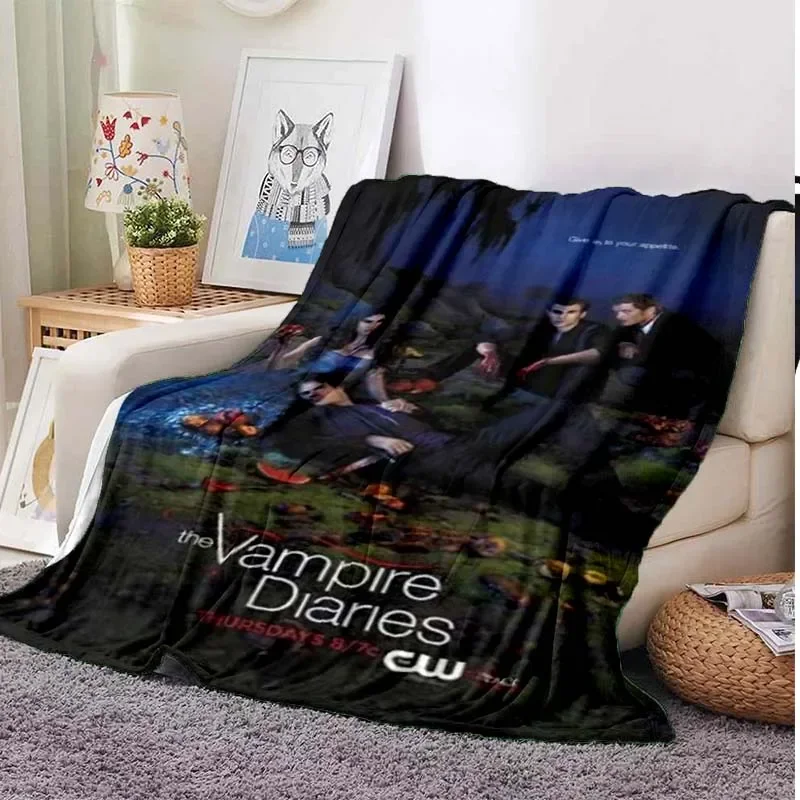 The Vampire Diaries stampa 3D flanella peluche coperta copriletto coperta pigra coperta Sherpa copripiumino da viaggio