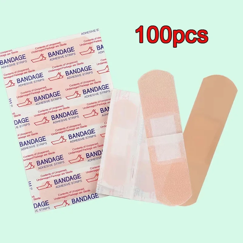 100Pcs PE Band-Aid Breathable Adhesive First Aids Medical Bandages Patch Cushion Wound Hemostasis Stickers