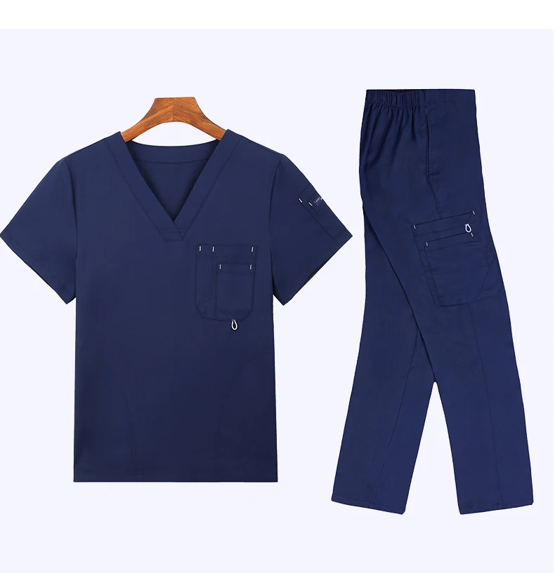 Scrub Set Medical Uniform Nurse Workwear for Women Men Nursing Top and Pant Chlorine Bleach Resistance Doctor Outfit 9901