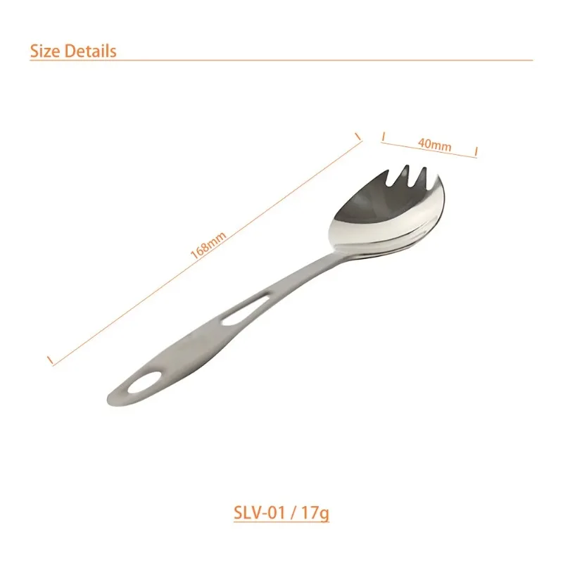 TOAKS Titanium Spork Semi-Polished Tableware Outdoor Picnic and Household Dual-Use168mm SLV-01