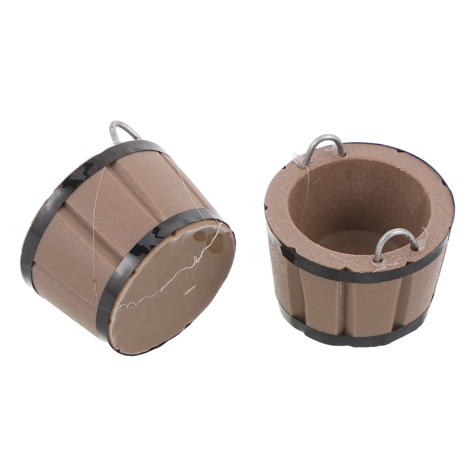 

2Pcs Mini Resin Barrels Mini Buckets Rustic Farm Scene Accessories for DIY Dollhouse Decoration and Micro Landscape Craft