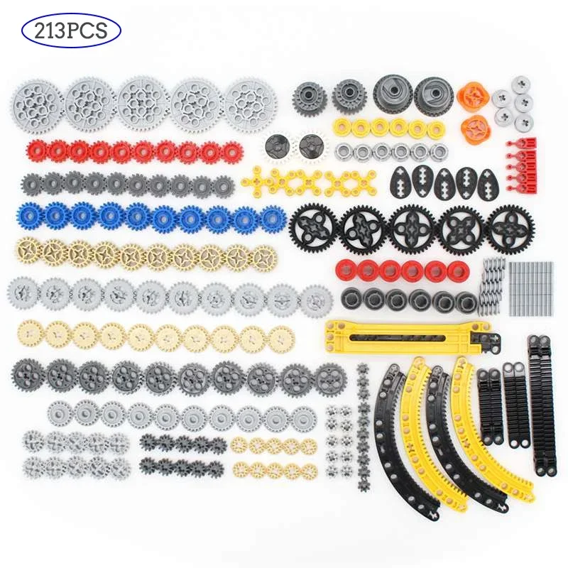 213PCS Technical Parts Building Blocks MOC Set Gear Rack Axle Connector Differential Bricks Bulk for legoeds Robot RC Vehicle