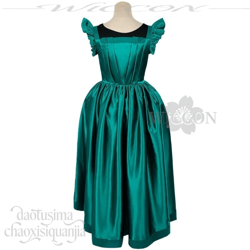 Agnes Cosplay Anime Movie Wed Classical Lolita Ball Dance Uniform Green Sleeveless Silk Long Dress Halloween Christmas Party Cos view 5