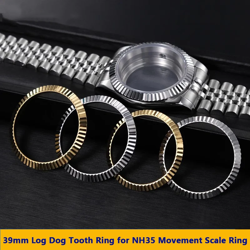 For Rolex Logbook Dog Tooth Ring 35.8mm 39mm Case Set With With sapphire glass for NH35 Movement Scale Ring Dial ring