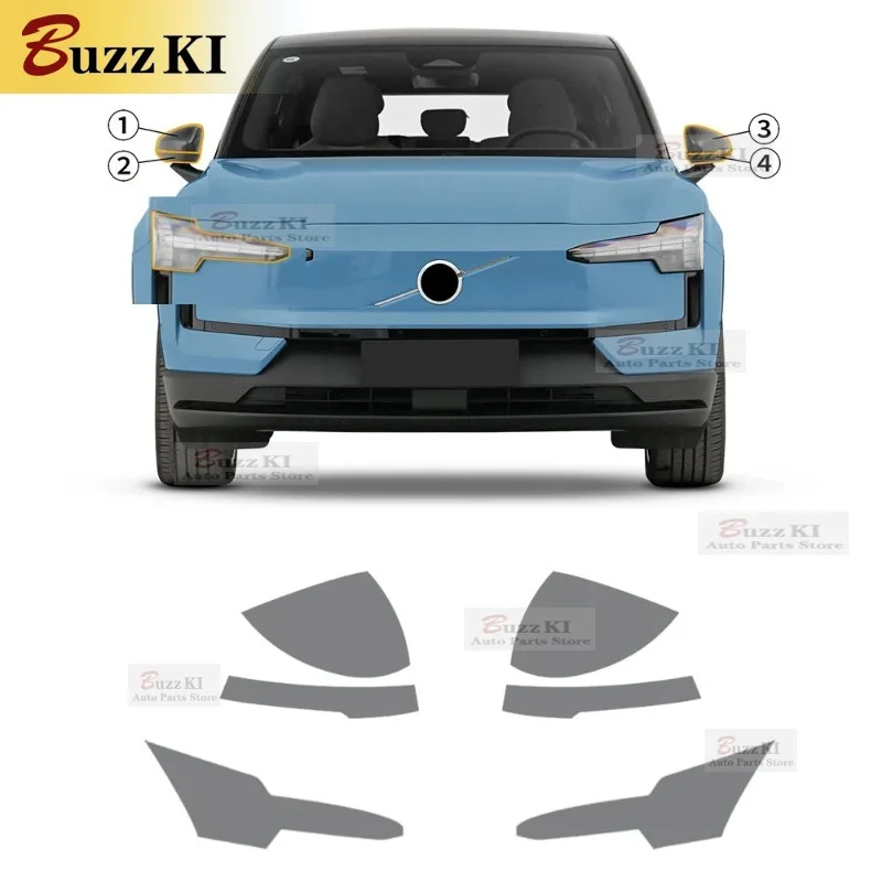 

Для Volvo EX30 2023 2024 2025 пленка для фар заднего вида B стойки защитная пленка для краски прозрачная ремонтная пленка из ТПУ против царапин