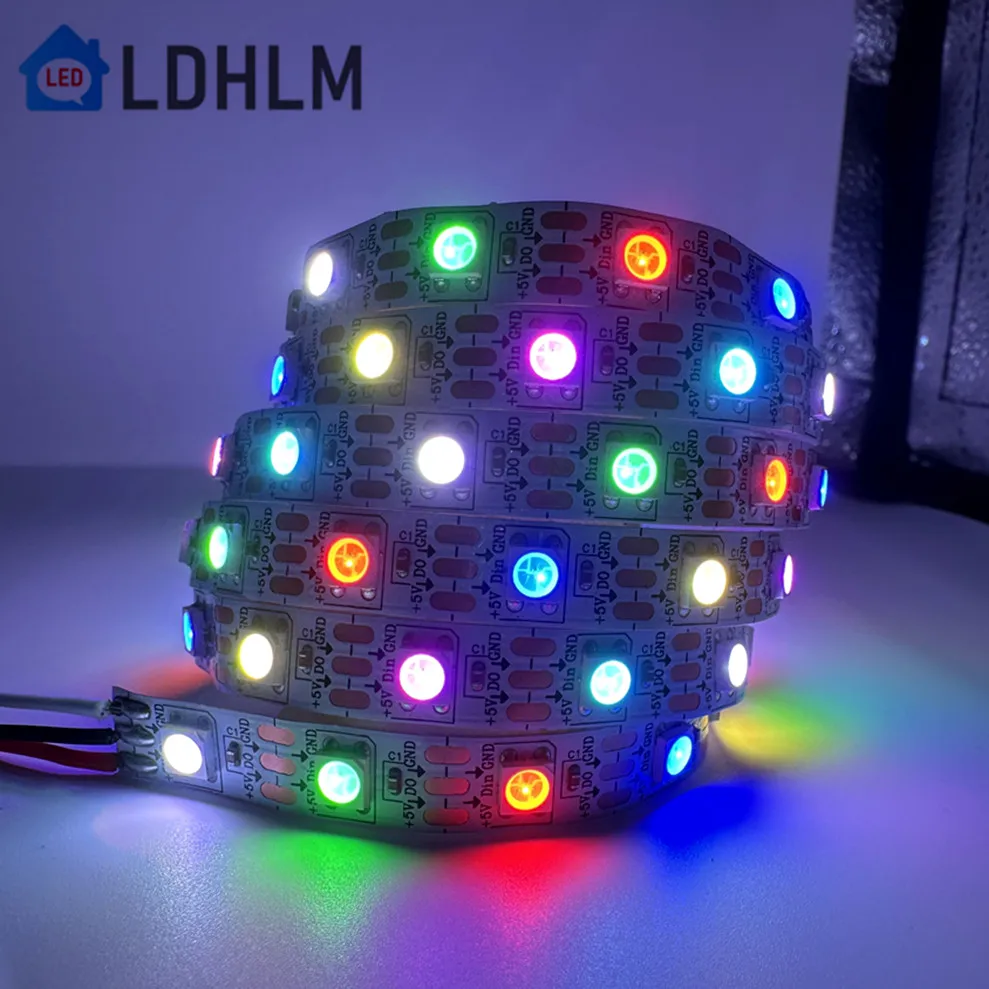 WS2812B Smart IC RGB LED Strip WS2812 Individually Addressable IC 30/60/144Pixels/LEDs/m DC5V 5050 RGB Tape Light IP30/IP65/IP67