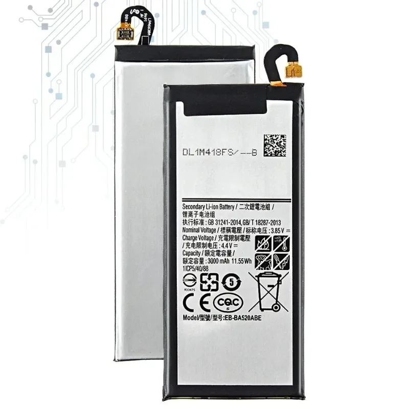 3000mAh EB-BA520ABE for Samsung Galaxy A5 ( 2017) A520 A520F A510 SM-A510F A500 Mobile Phone Batteries