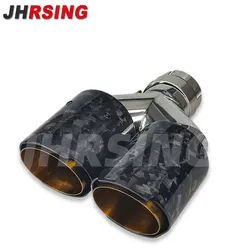 Y Shape Double Exit Exhaust Pipe Forged Carbon Fiber Nozzle for Muffler Tuning Universal for Car Without Logo Stainless Gold