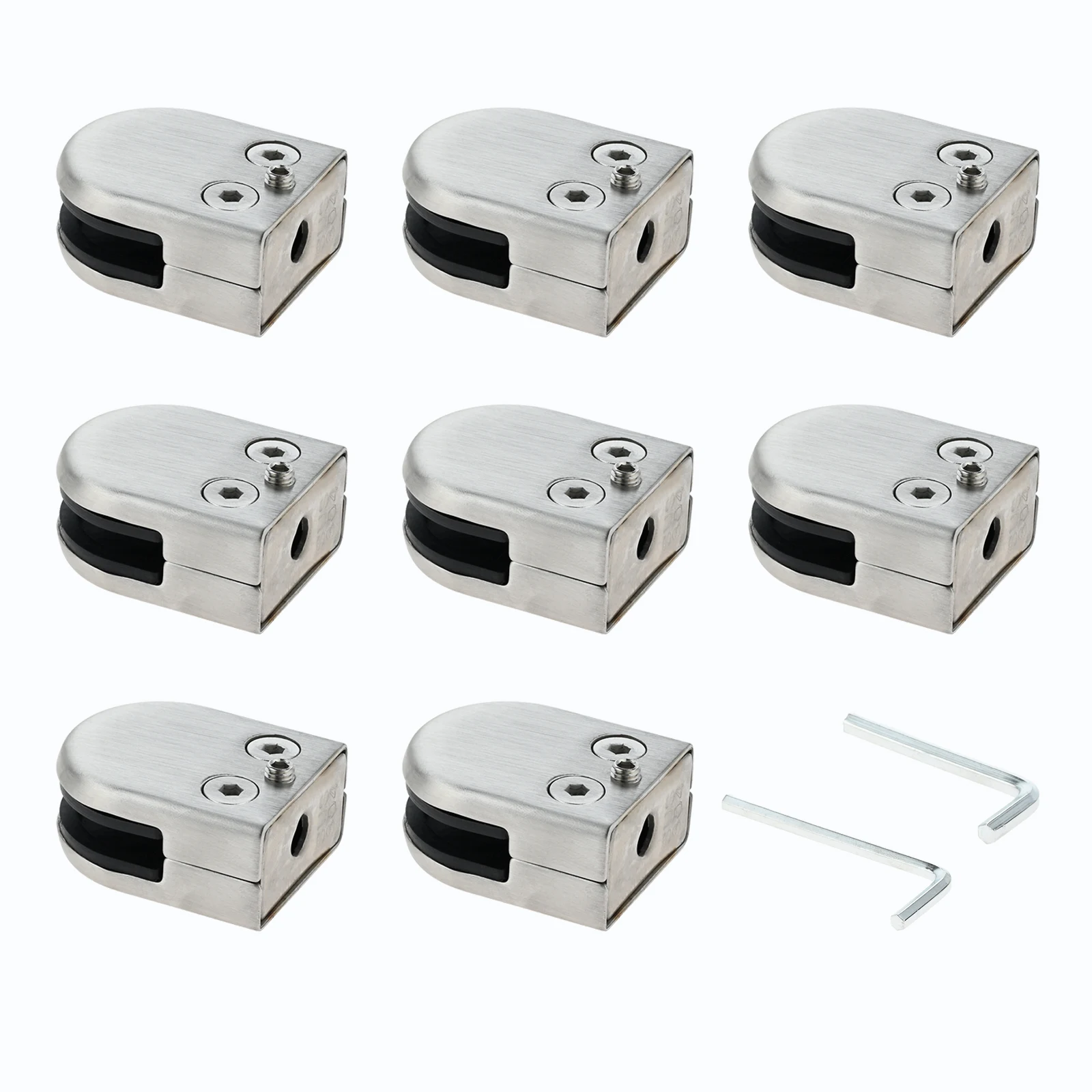 

8pcs Stainless Steel Glass Clamps for 6-8mm/8-10mm/10-12mm Thickness Glass Support Brackets Clips with Hex Screwdriver