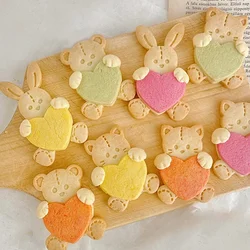 Valentine's Day Love Cat Rabbit Biscuit Cutter Mould DIY Baking Fondant Icing Frosting Cookie Embosser Mold Cake Decorating Tool