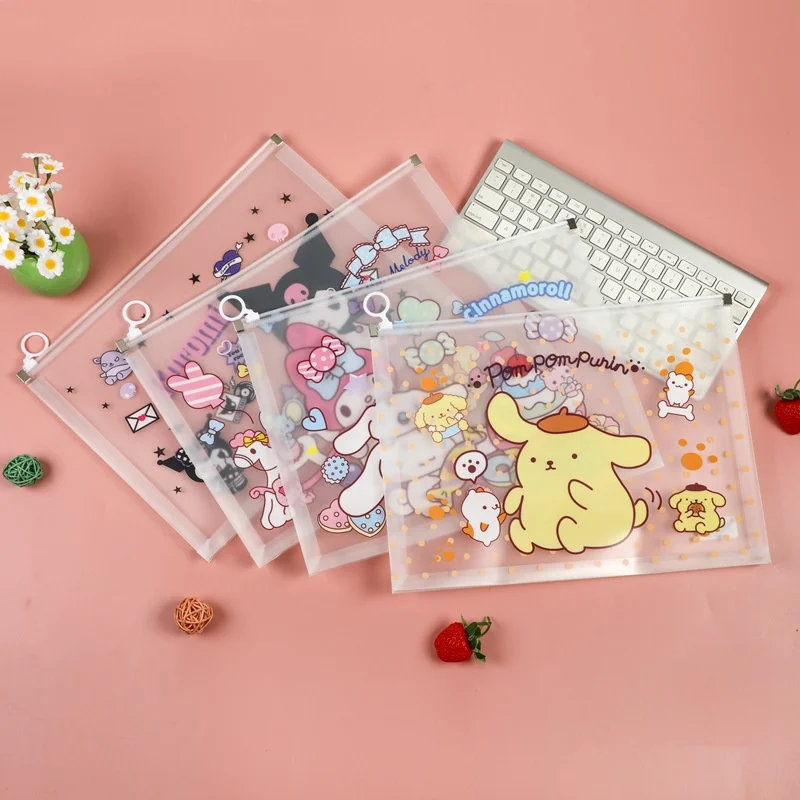 

24 pcs/lot Sanrio Kuromi Cinnamoroll Melody Ring Pencil case Storage Bag Stationery Pouch Office School Supplies Promotion Gift