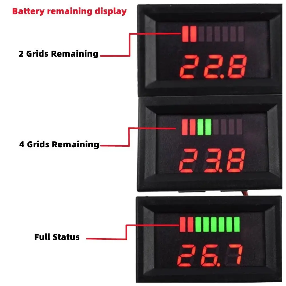 Car Battery Charge Level Indicator 12V 24V 36V 48V 60V 72V Lithium Battery Capacity Meter Tester Display LED Tester