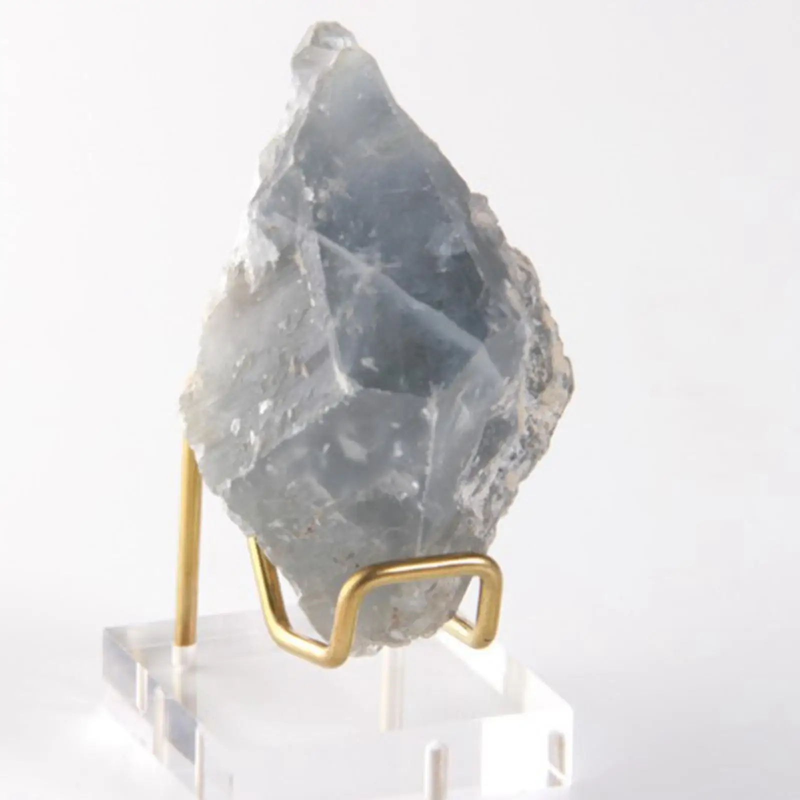 Transparent Acrylic Mineral Stand Brass Base Rock Collectible Holder for Stone Fossil Coral Decor