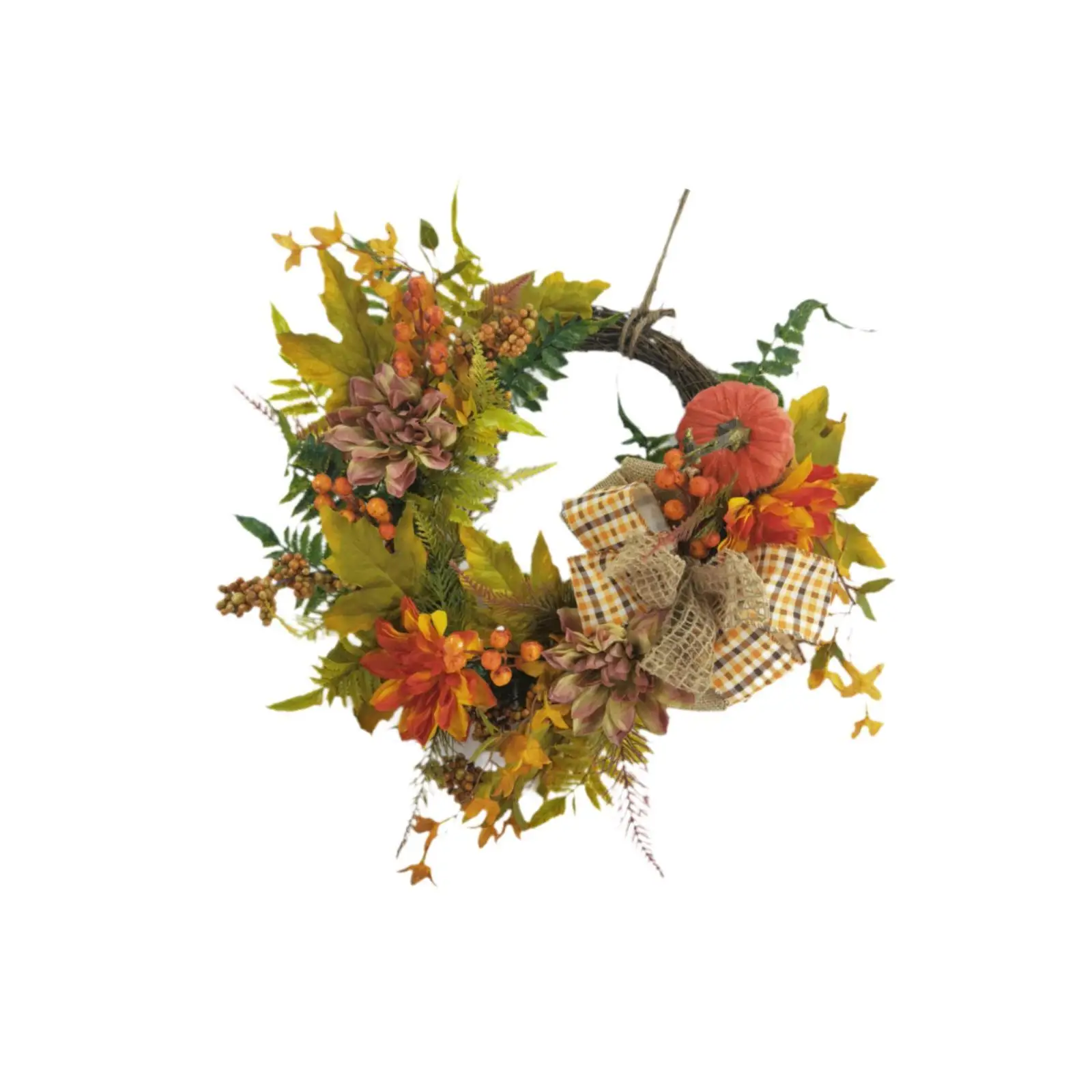 Fall Wreath for Front Door Pumpkins Maple Leaves Wreath 20inch Artificial Wreath for Window Thanksgiving Home Halloween Festival