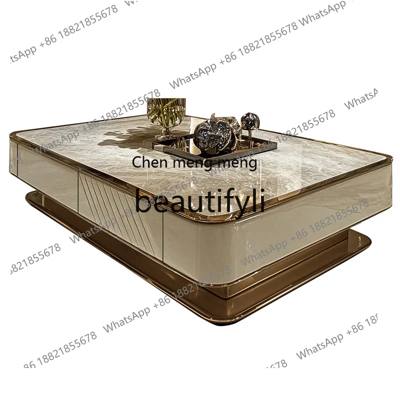 

N178 A Microcrystalline stone coffee table living room household light luxury high-end apartment size 1.5 meters tea table new