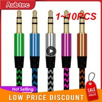 1~10PCS Nylon Jack Aux Cable 3.5 Mm To 3.5mm Audio Cable Male To Male Gold Plug Car Aux Cord For 1m hOT