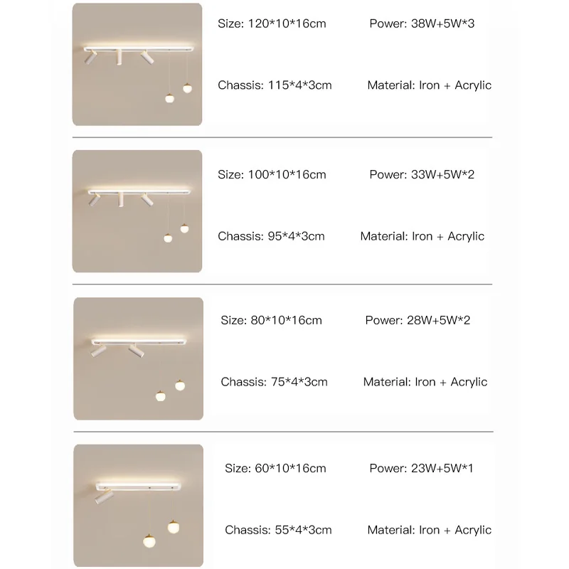 Lampu plafon Led Modern dengan lampu sorot, lampu Strip panjang putih untuk ruang tamu dapur koridor pencahayaan dalam ruangan