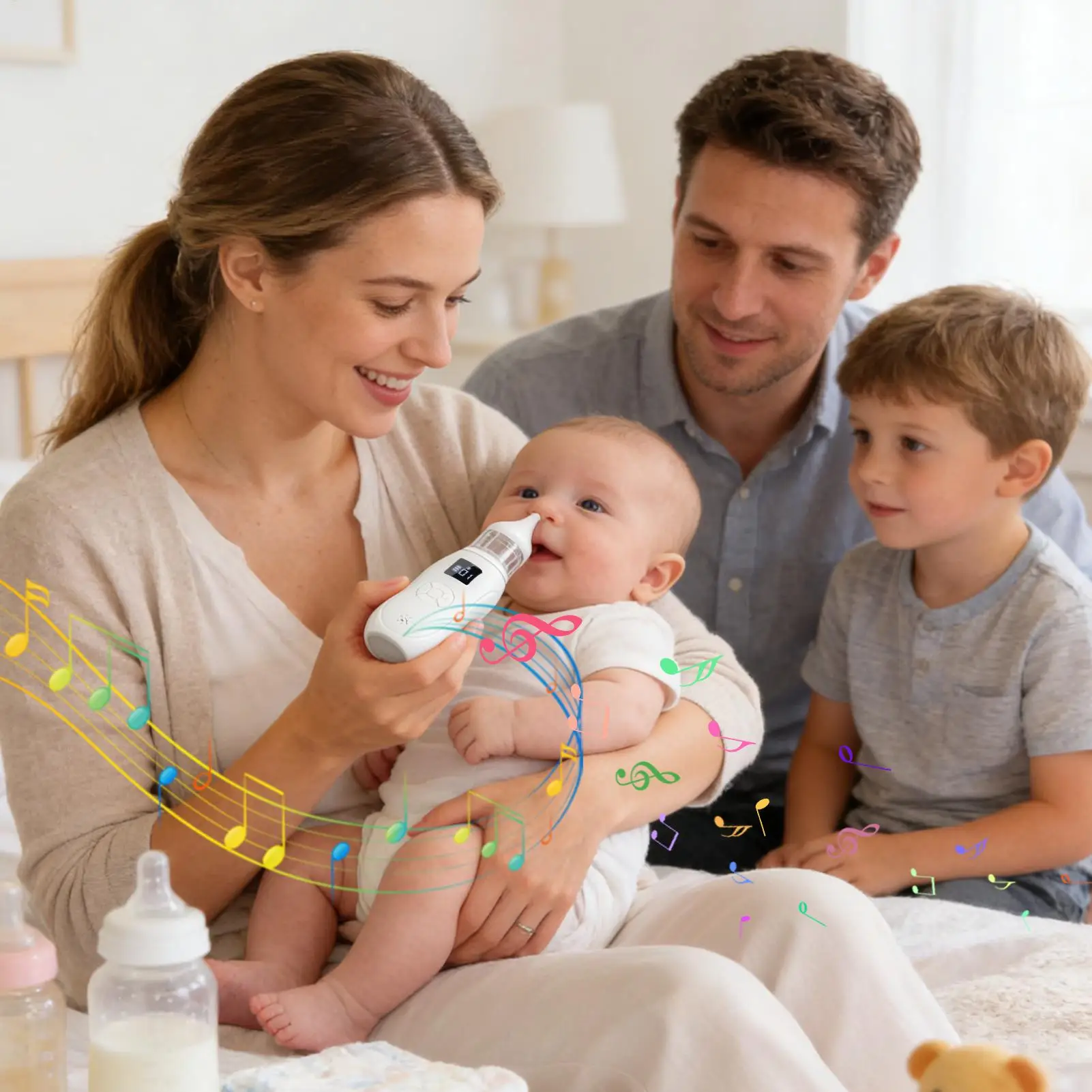 Baby Nasal Aspirator Adjustable suction Nose Cleaner  Music Model Newborninfantil Safety Sanitation Nasal dischenge patency tool