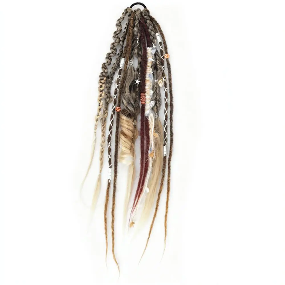 Matte Synthetic Fiber Dreadlock Ponytail Braided Hair Extension Crochet Hairpiece For Women Party Stage Cosplay Hair