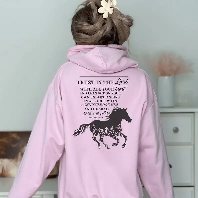 Personalized Horse Hoodie - Christian Hoodie Direct Your Paths Proverbs 3 Horse Sweatshirt Equestrian Gift Horse Lover Hoodie