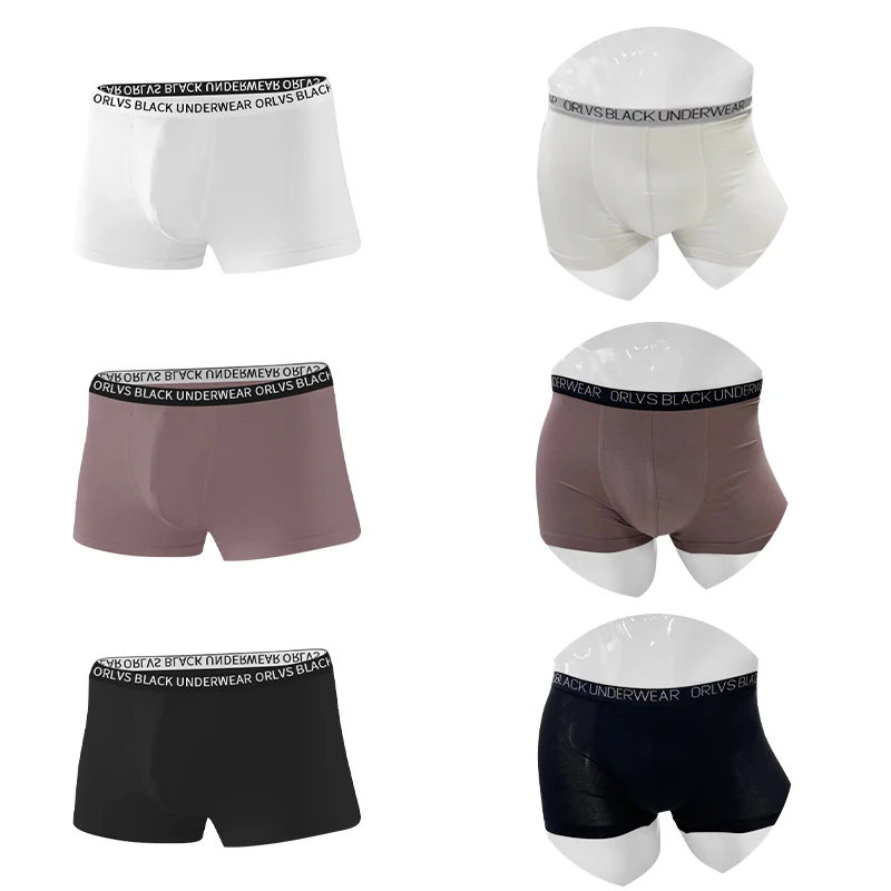 ORLVS-bóxer de algodón suave para hombre, ropa interior Sexy, pantalones cortos con bolsa 3D