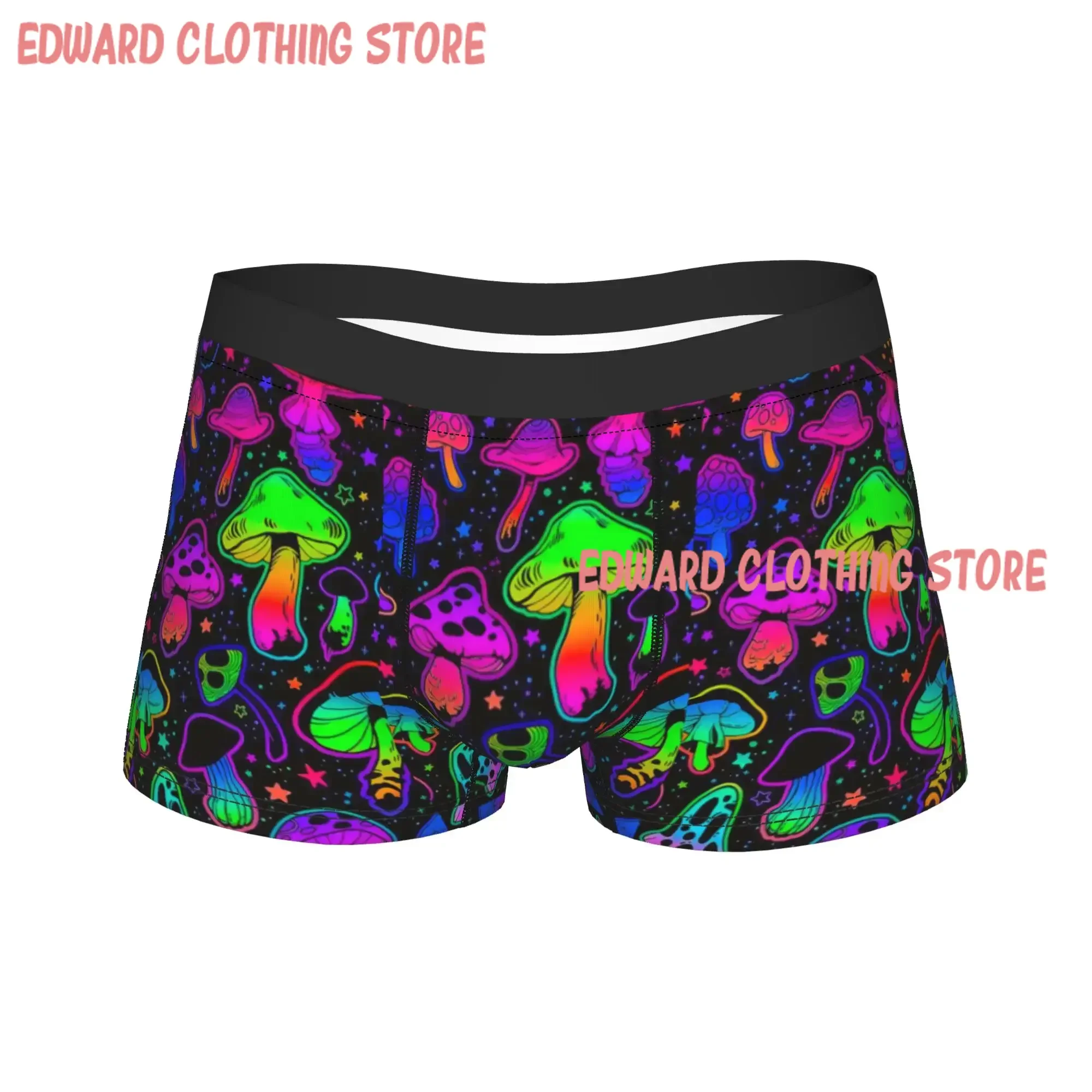 Trippy Rainbow Magic Mushroom Art Underwear  Males Shorts Briefs Breathable Boxershorts Hot Sale Custom DIY Plus Size Underpants
