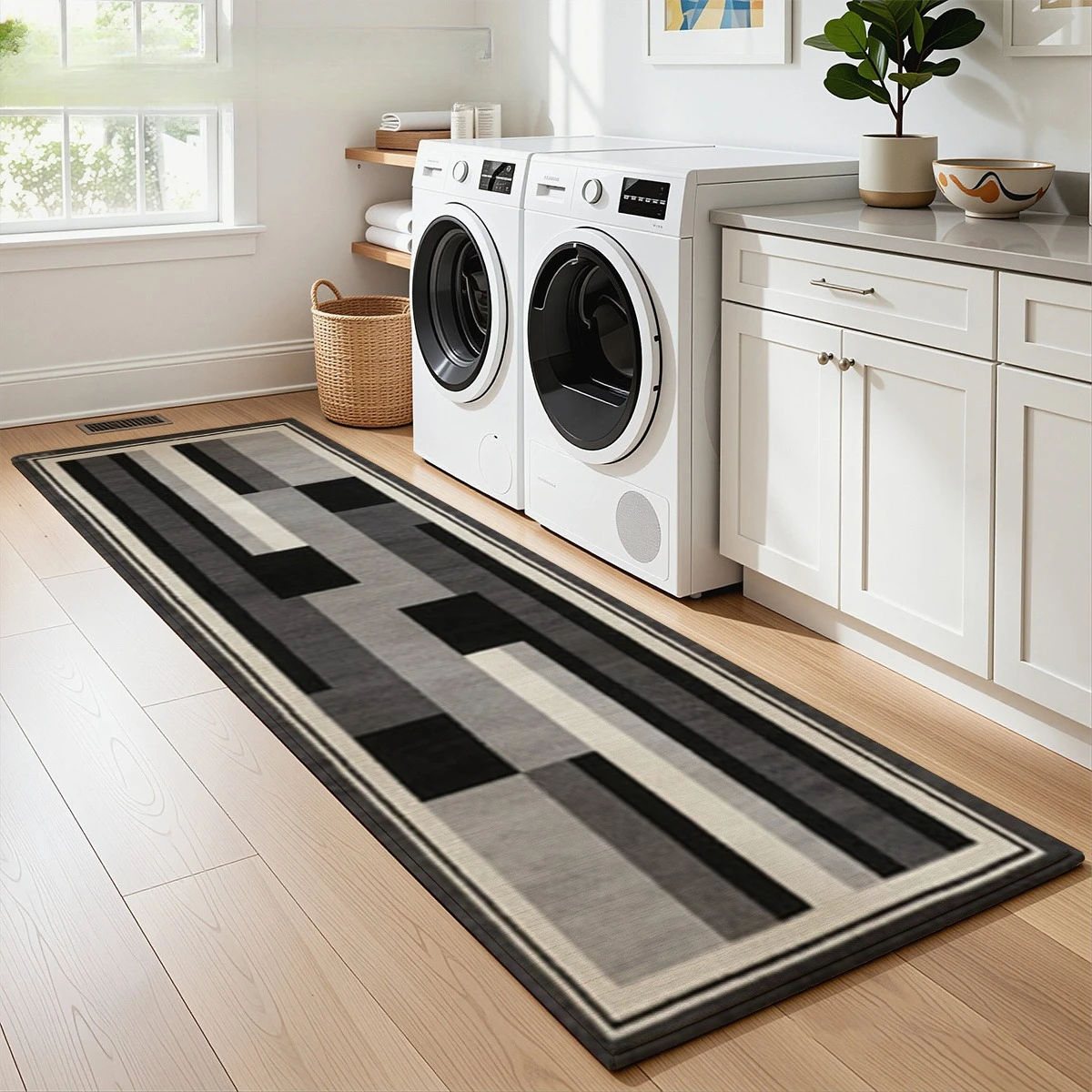 Classic Greek Key Border Runner Rug Ancient Mediterranean Motif Floor Mat Retro Antique Style Decor Carpet for Porch Hallway
