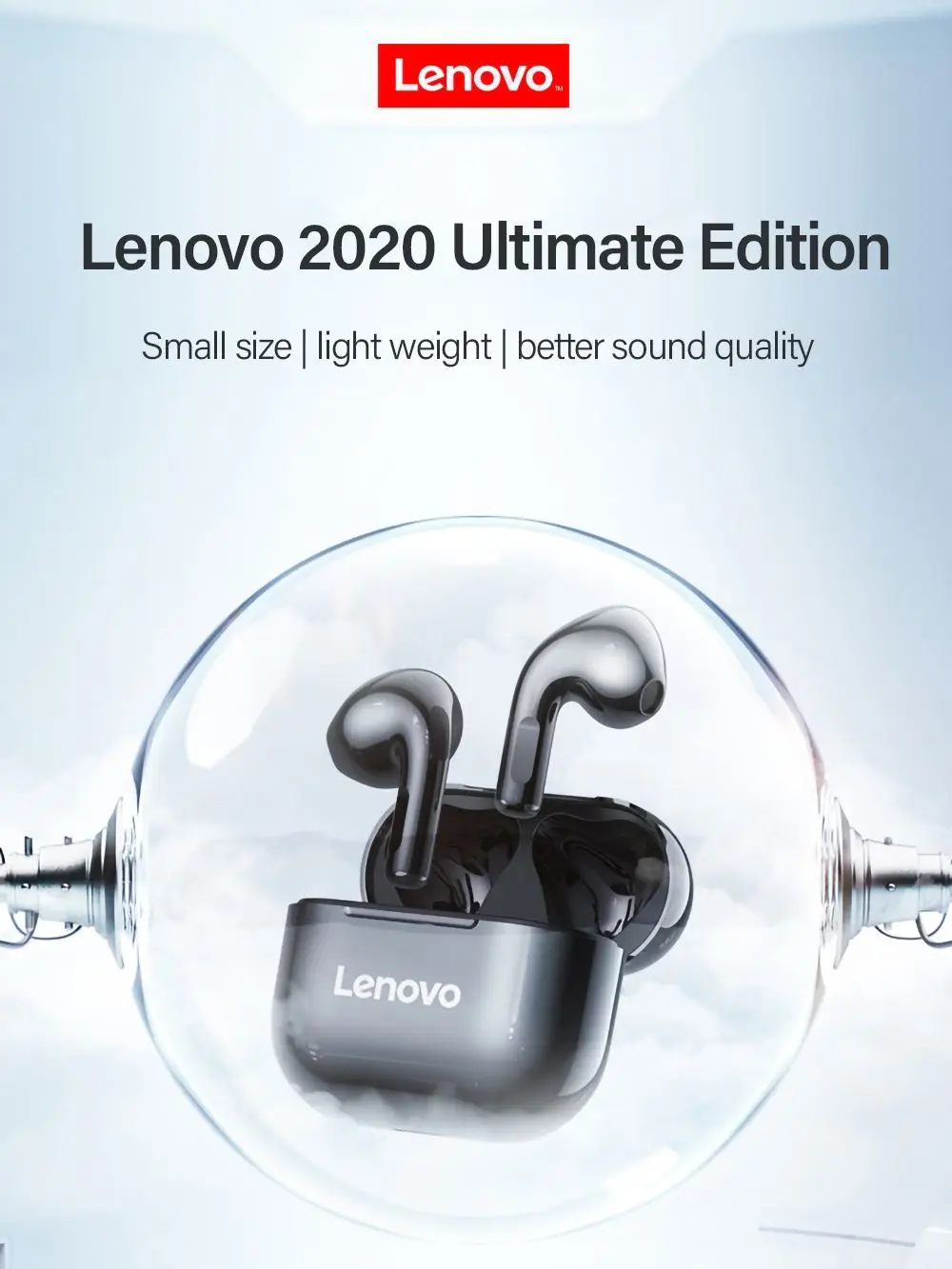 Auricolare Bluetooth originale Lenovo LP40 5.0 Suono coinvolgente HIFI TWS con controllo touch del microfono per un tempo di standby lungo Movimento
