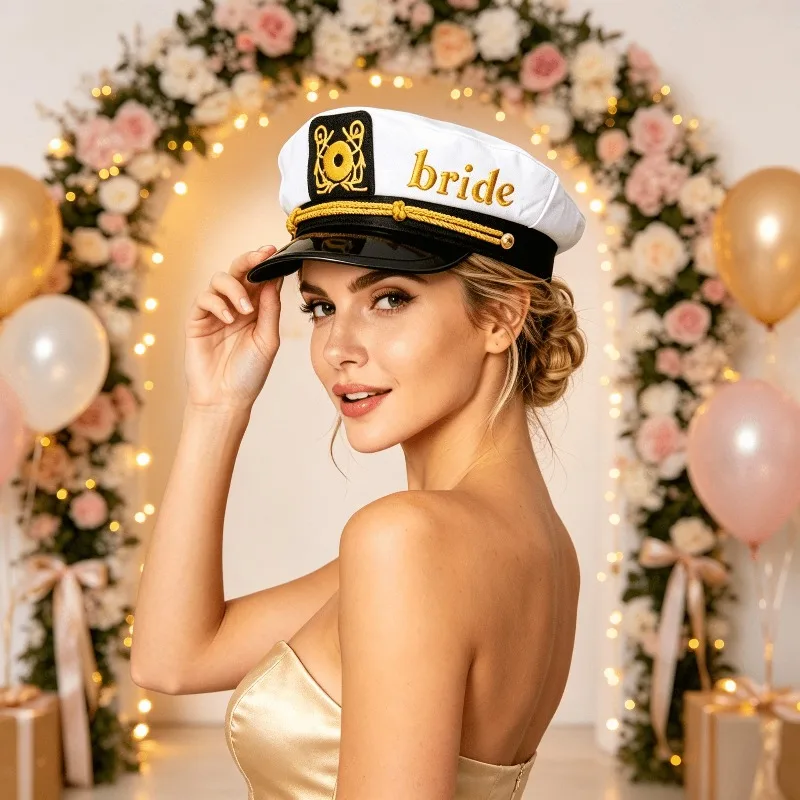 White Sailor Hat Shaped Accessories Suitable for Beach Singles Events Bride Photos Props and Girlfriend Party Costumes Matching