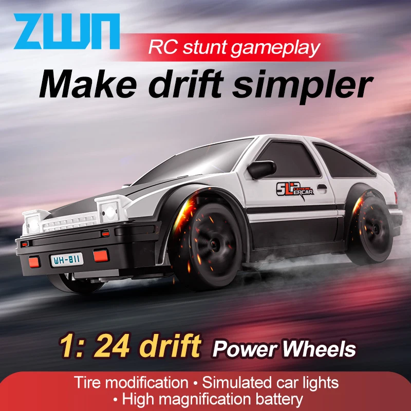 ZWN 2.4G RC Drift CAR With LED Light 4WD Radio Remote Control Cars Professional Racing GTR Model AE86 Toys for Children Gifts