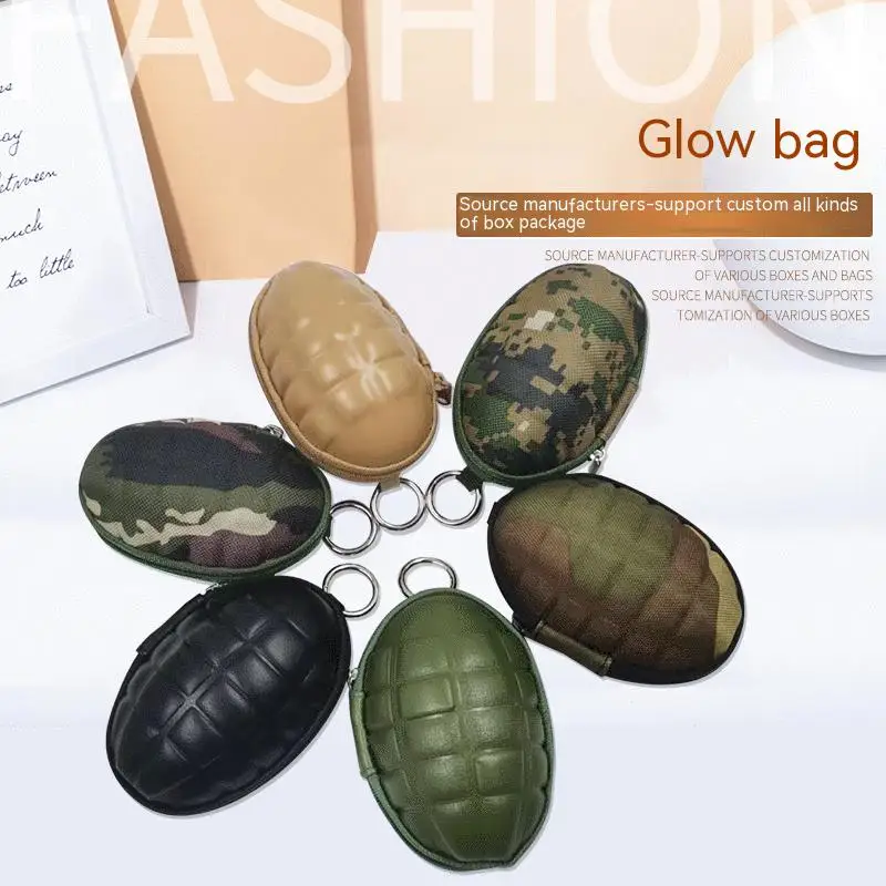 Personalized Gift, Car Keys, Coins, Headphones, Keys And Other Multi-Functional Camouflage Grenade Bag，Storage Device