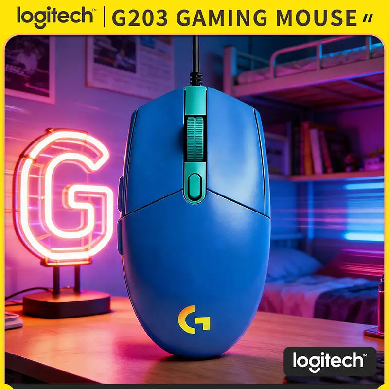 

New Model Logitech G203 Mouse, Wired USB Gaming Mouse, RGB Lighting Effects, 8000 DPI, for PC Computer