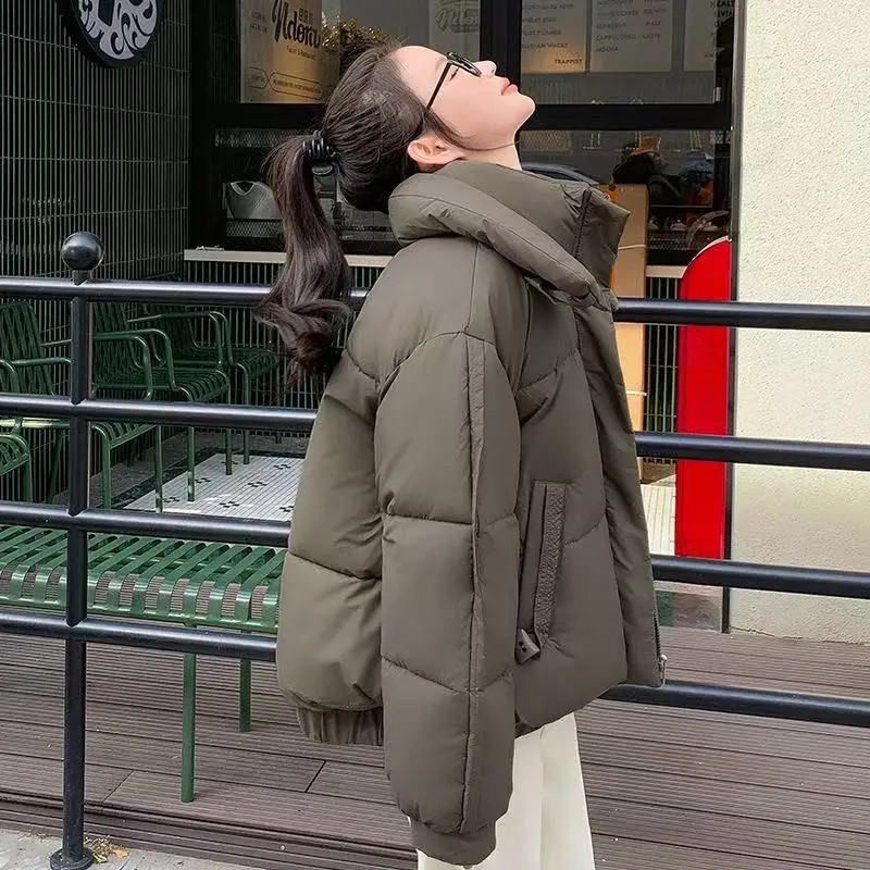 2025New Unten Baumwolle gefütterte Abgeschnitten Mantel Frauen Parkas Winter Mantel Koreanische Lose Thicke Puffer Baumwolle Jacke Student Warme oberbekleidung