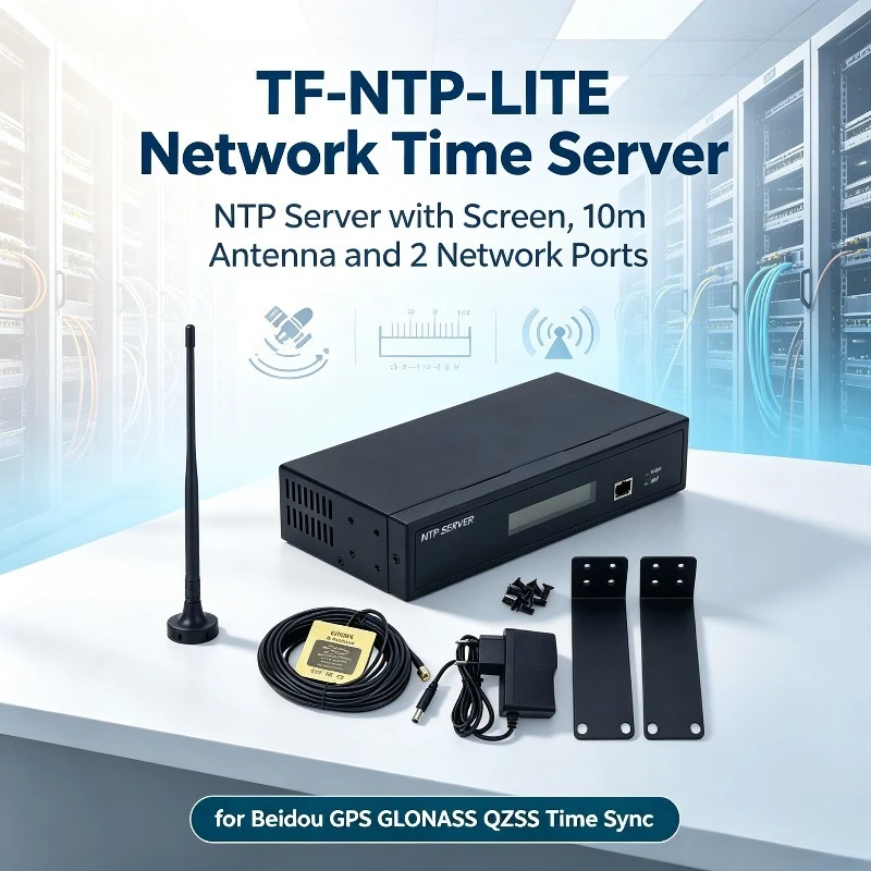 TF-NTP-LITE Network Time Server, NTP Server with Screen, 10m Antenna and 2 Network Ports