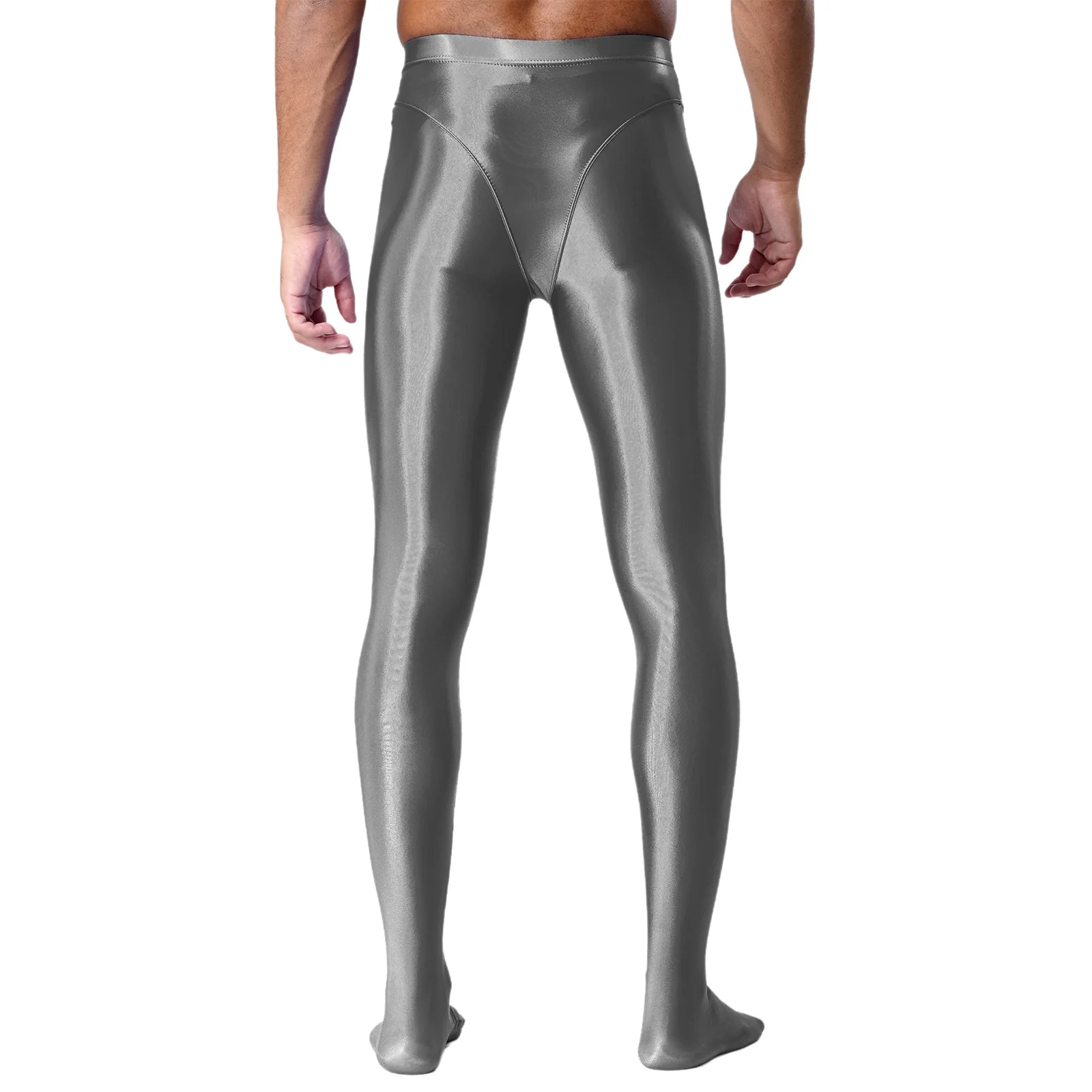 

Men's Slim Fit High Waist Glossy Footed Leggings, Stretchy Yoga Gym Sports Tights for Workout & Costume Wear