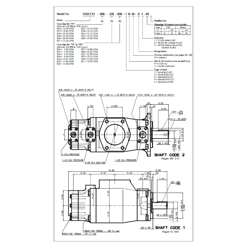المضخة الهيدروليكية T6 سلسلة كاملة T6DCC/T6EDC/T6DDC/T6DDCM مضخة ريشة هيدروليكية ثلاثية لآلة قولبة الحقن