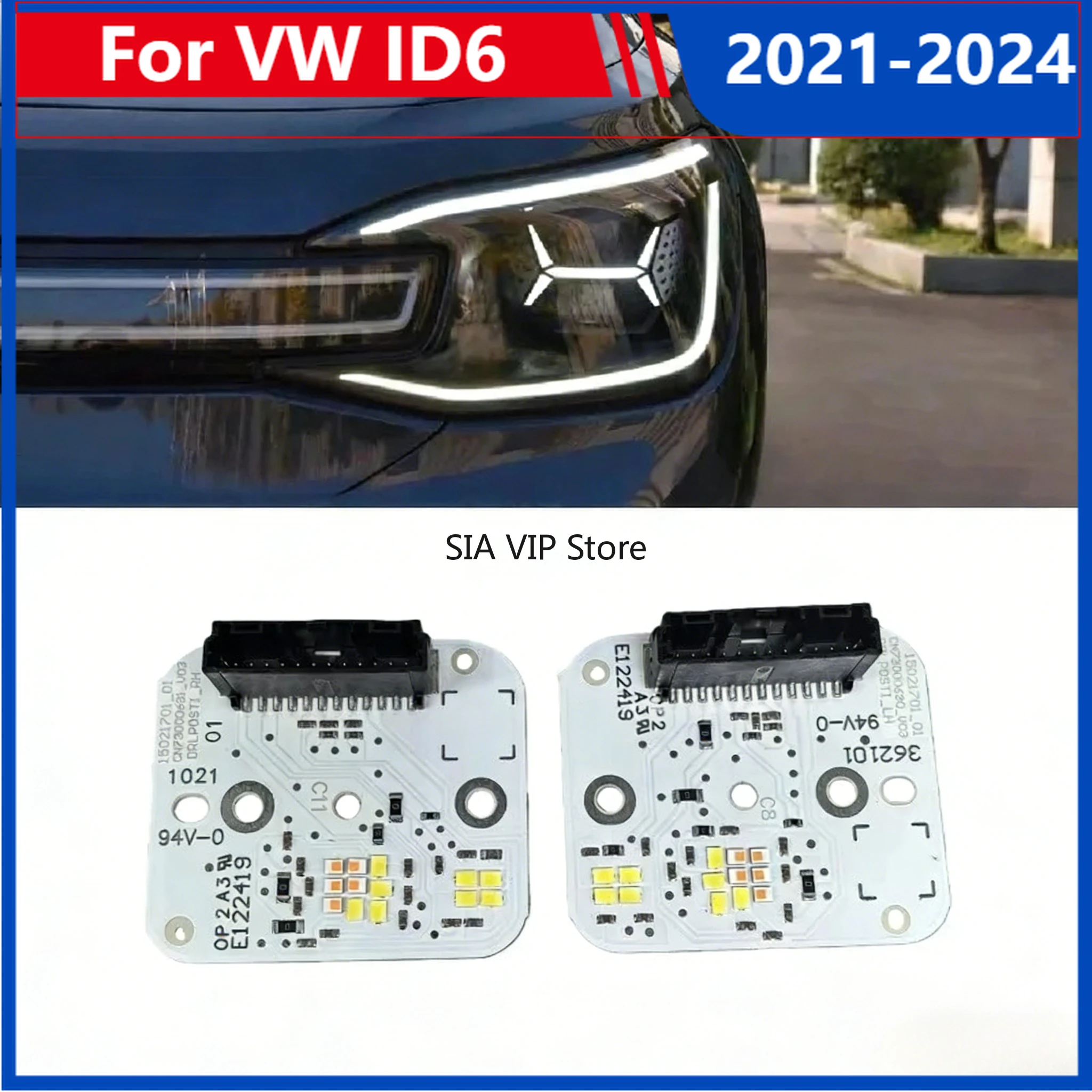 

Автомобильная фара для VW ID6 2021-2024 CROSS DRL, светодиодные белые дневные ходовые огни, светодиодная плата, источник света, модуль чипа DRL