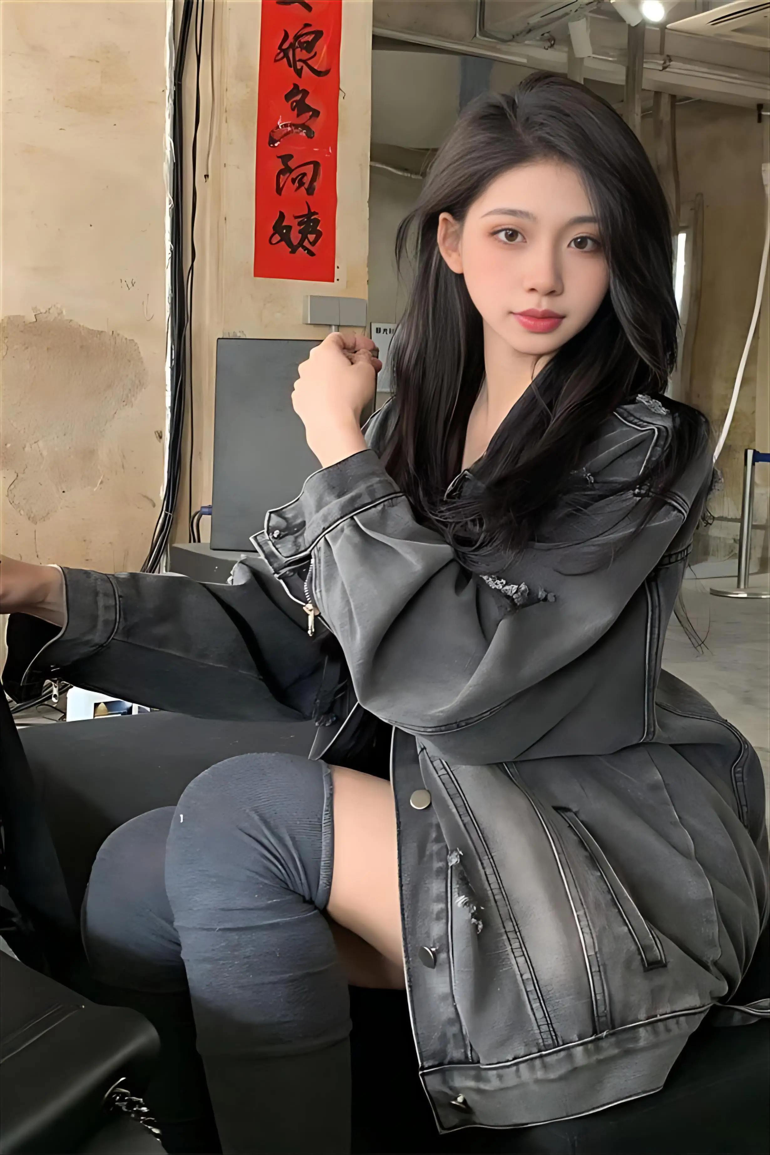 

Джинсовое пальто для девочек, женское весеннее мягкое тренировочное облегающее техническое белье с круглым вырезом, универсальная одежда с откидным воротником, 2000-е годы, женская эстетика, регулируемая Y2K