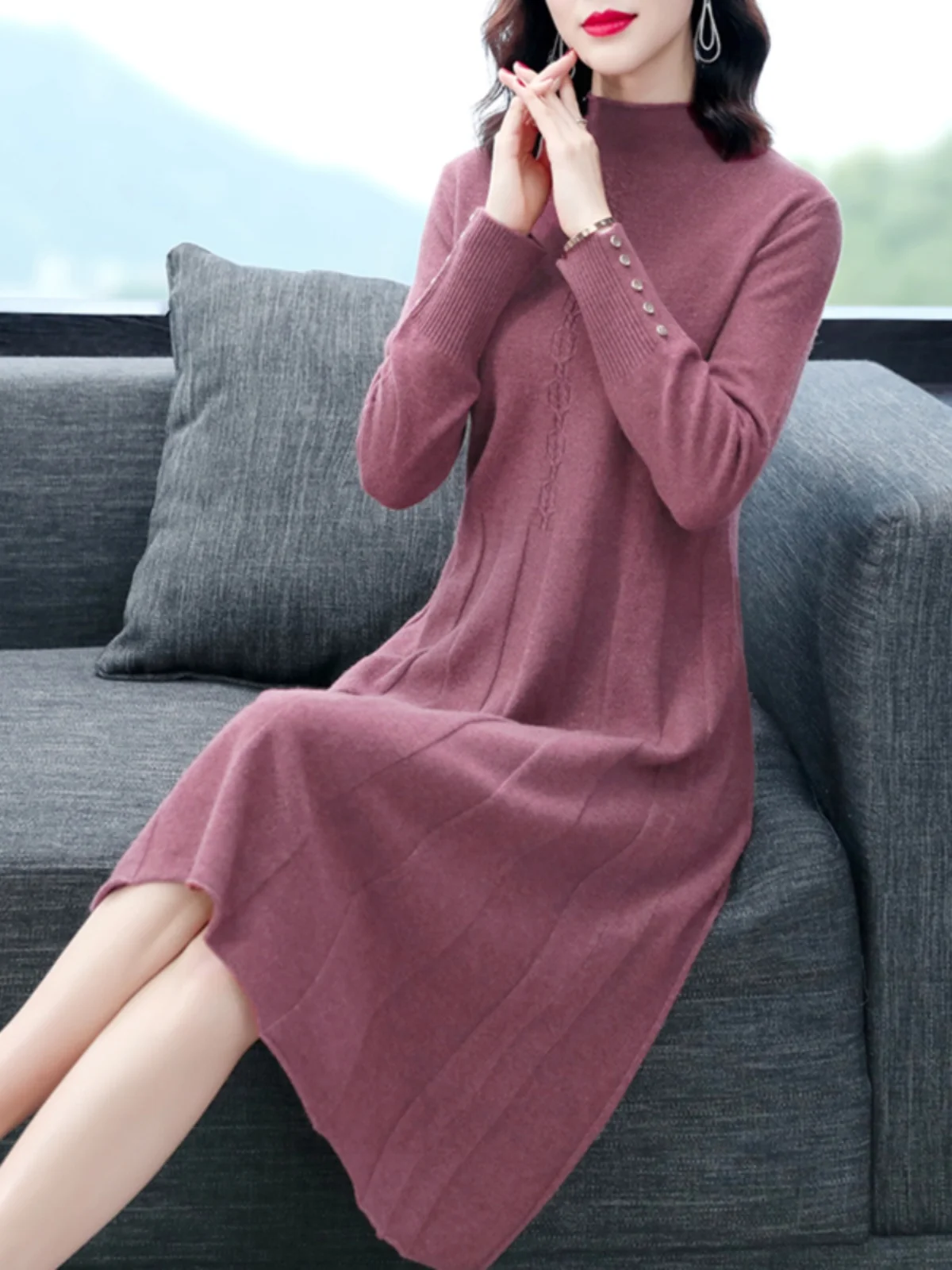 المرأة الصوفية محبوك الدكتور سليم صالح عالية طوق طويل الإفراط في الركبة سترة الدكتور ملابس داخلية محبوك عالية طوق تخفيف Sle