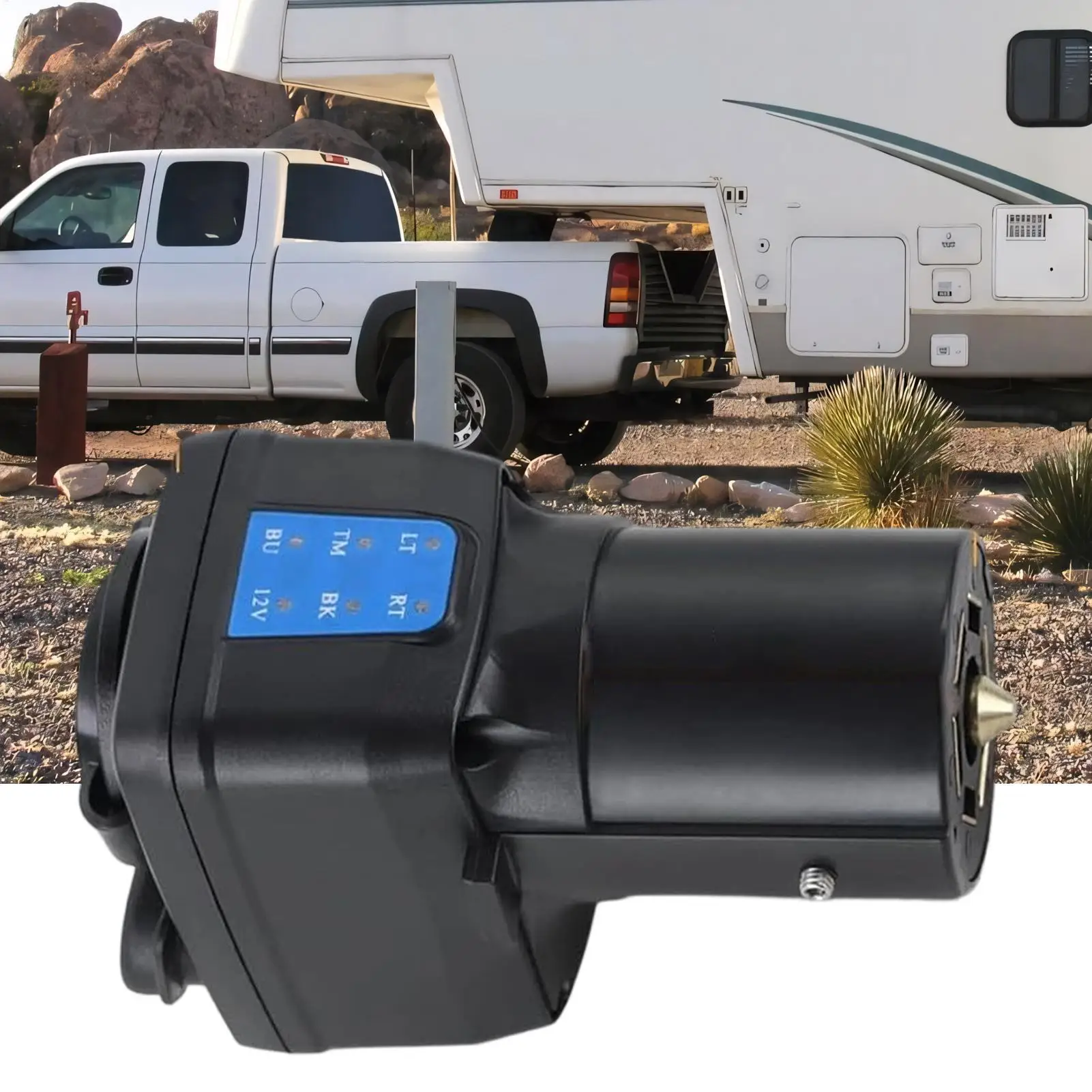 

7 Way Trailer Plug Tester Waterproof 12V Detector Towing Wiring Plug Tester For Boats RV Pickup Wiring Installation Roadside