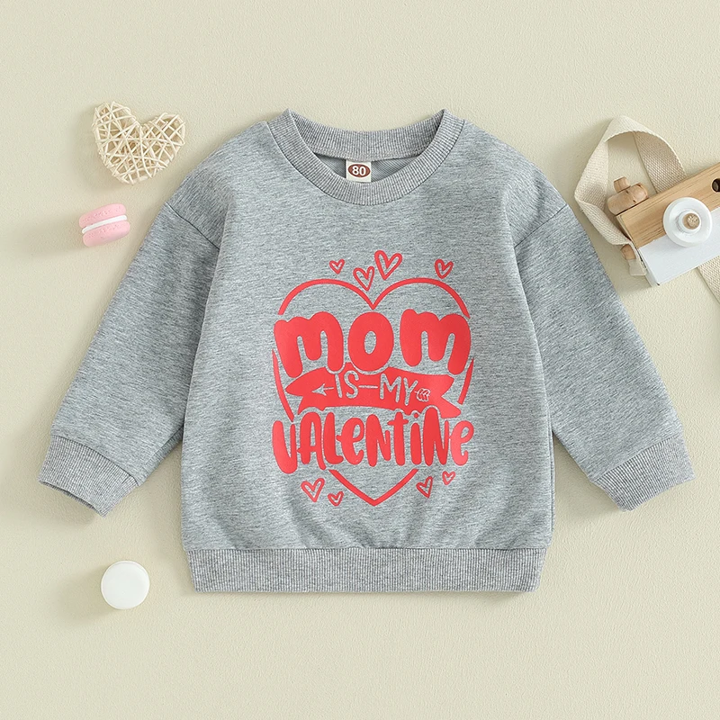 

Toddler Baby Girl Boy Valentines Day Outfit Long Sleeve Letter Print Sweatshirt Shirt Infant Spring Clothes